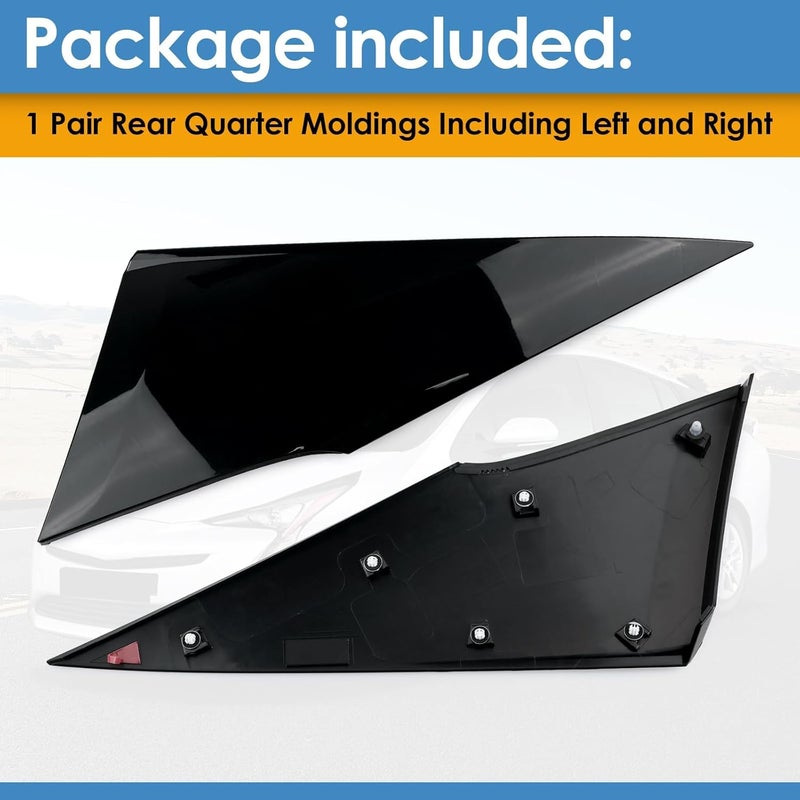 KITONLA Rear Quarter Moldings Left & Right, Fit for Toyota Prius 2016-2021, Rear Triangular Cover Plate, Replace# 62505-47012 62506-47012 - Image 4